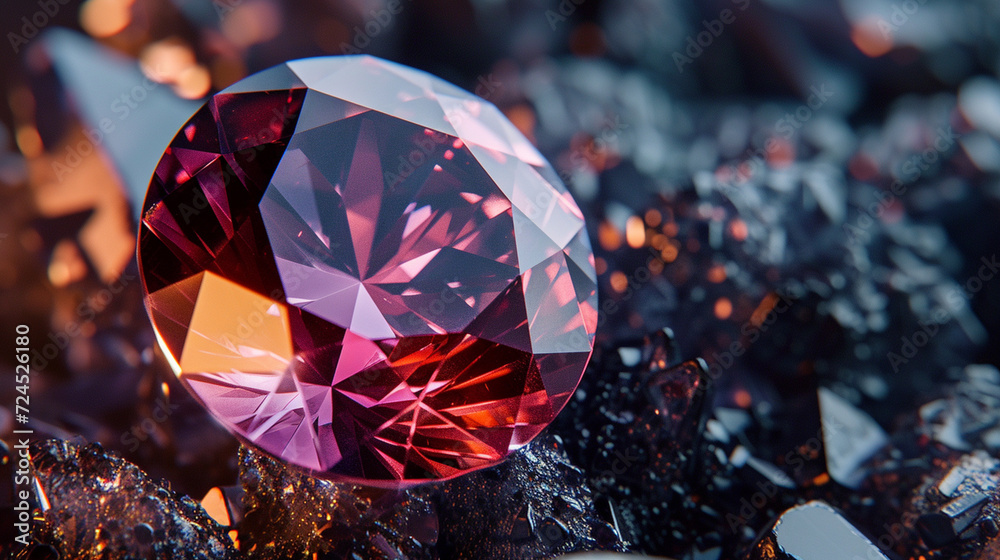 A detailed close-up of a spinel gem, highlighting its various colors and exceptional brilliance in fine detail A detailed close-up of a spinel gem, highlighting its various colors and exceptional brilliance in fine detail