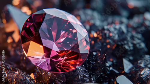A detailed close-up of a spinel gem  highlighting its various colors and exceptional brilliance in fine detail