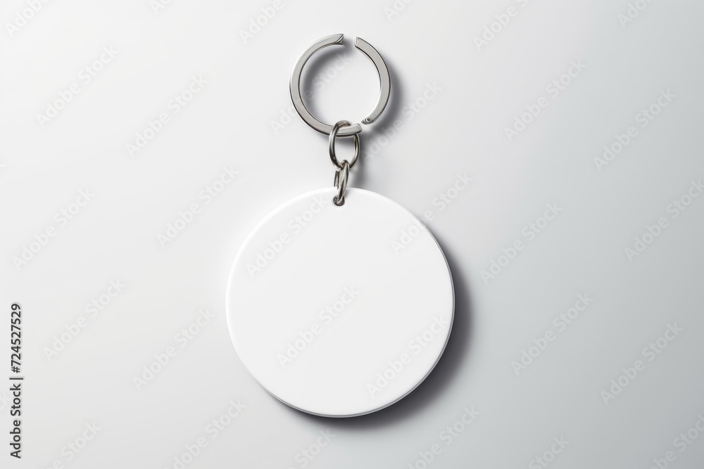 Round Blank Keychain Mockup on White Round Blank Keychain Mockup on White
