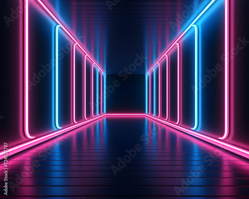 neon light and frame on dark background