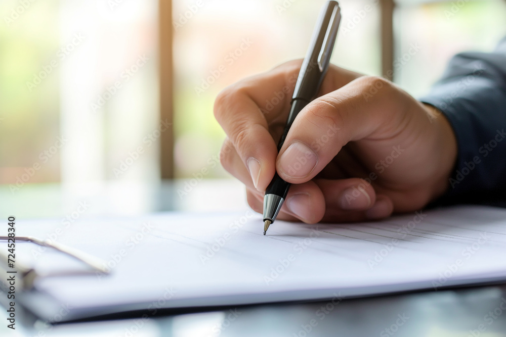 Businessman hands sign a a contract documents with a fountain pen, Close-up Businessman hands sign a a contract documents with a fountain pen, Close-up