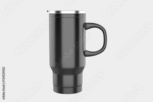 stainless steel tumbler and mug vacuum insulated double wall travel cup with lid isolated on white. 3d illustration
