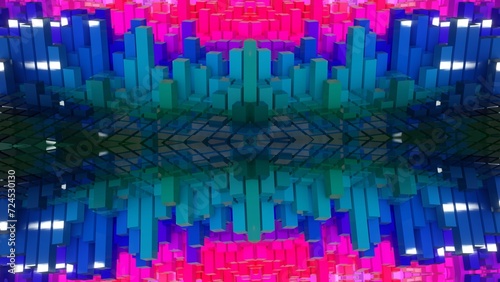 farbenfrohe symetrische Geometrie - farbige Quader  Fraktale  Perspektive  Fl  chen  Formen  Winkel  K  rper  Symmetrie  Rendering 