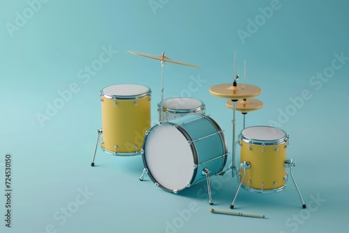 Realistic 3D drum kit rendering generative by ai © Wayu