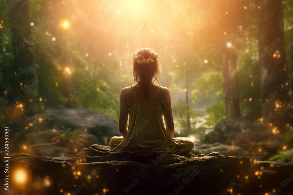 the profound journey of finding inner peace amidst the chaos of the world by a person in a serene, contemplative state in a peaceful forest the profound journey of finding inner peace amidst the chaos of the world by a person in a serene, contemplative state in a peaceful forest