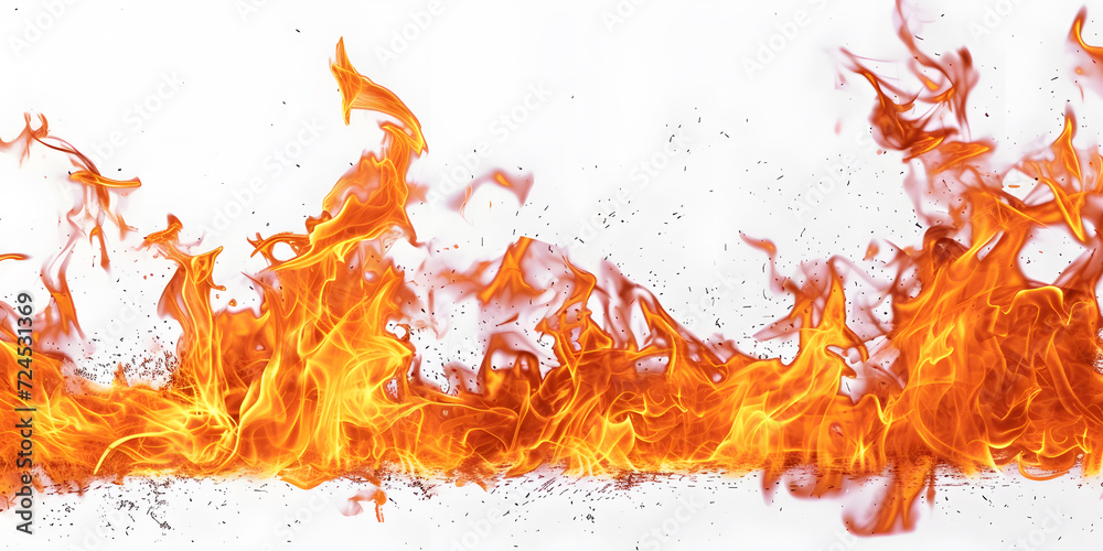 Fire blazes background. Bright flames rising and moving isolated on white background Fire blazes background. Bright flames rising and moving isolated on white background