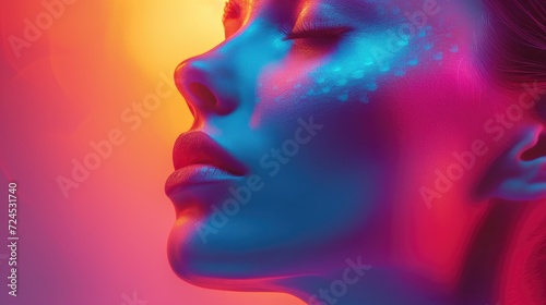 multicolored abstract portrait, headshot poster cover design illustration, conceptual digital art © masyastadnikova