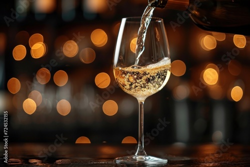 Wallpaper Mural In a dimly lit restaurant, a hand pours sparkling wine into a glass. Torontodigital.ca