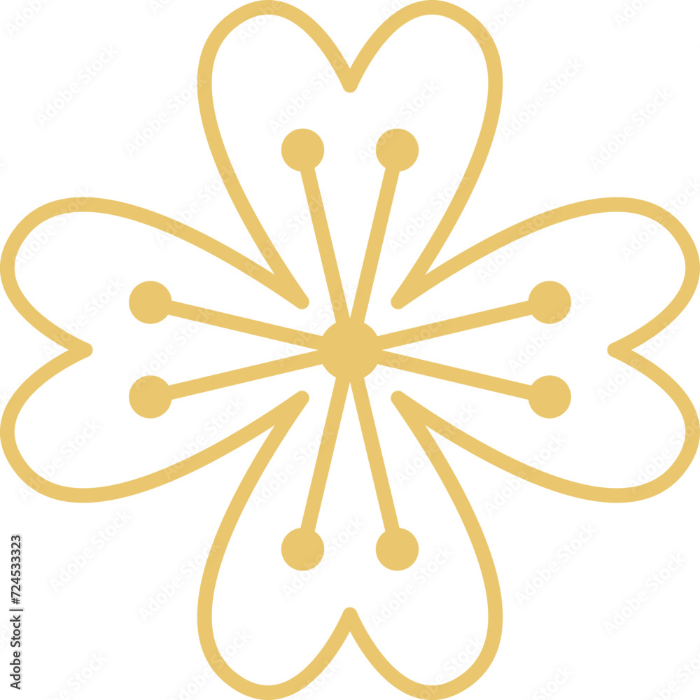 Golden cherry blossom flower element vector Golden cherry blossom flower element vector