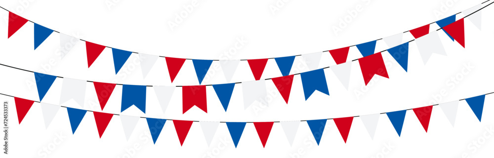 Russian flags bunting festive party decoration vector element isolated on transparent backtround.