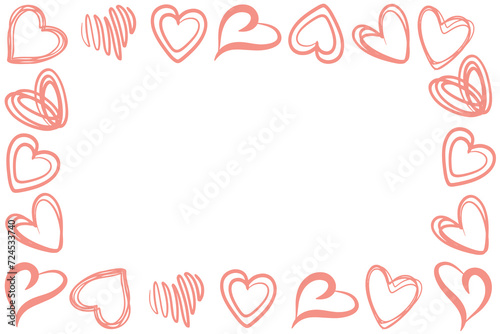 Modern abstract background with pink hearts. Vector illustration on a white background.