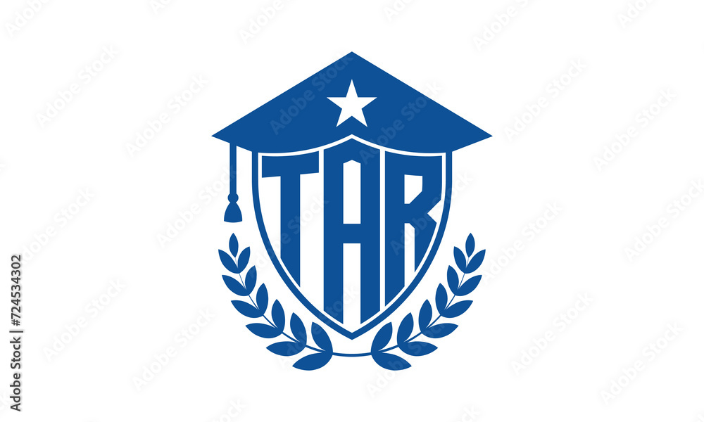TAR three letter iconic academic logo design vector template. monogram, abstract, school, college, university, graduation cap symbol logo, shield, model, institute, educational, coaching canter, tech TAR three letter iconic academic logo design vector template. monogram, abstract, school, college, university, graduation cap symbol logo, shield, model, institute, educational, coaching canter, tech