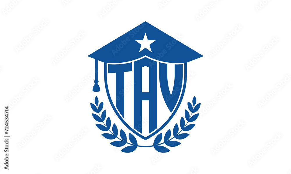 TAV three letter iconic academic logo design vector template. monogram, abstract, school, college, university, graduation cap symbol logo, shield, model, institute, educational, coaching canter, tech TAV three letter iconic academic logo design vector template. monogram, abstract, school, college, university, graduation cap symbol logo, shield, model, institute, educational, coaching canter, tech
