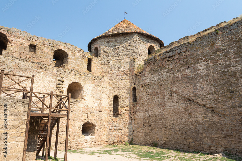 Defence tower of Bilhorod-Dnistrovskyi fortress or Akkerman fortress (also known as Kokot) is a historical and architectural monument of the 13th-14th centuries. Bilhorod-Dnistrovskyi. Ukraine Defence tower of Bilhorod-Dnistrovskyi fortress or Akkerman fortress (also known as Kokot) is a historical and architectural monument of the 13th-14th centuries. Bilhorod-Dnistrovskyi. Ukraine