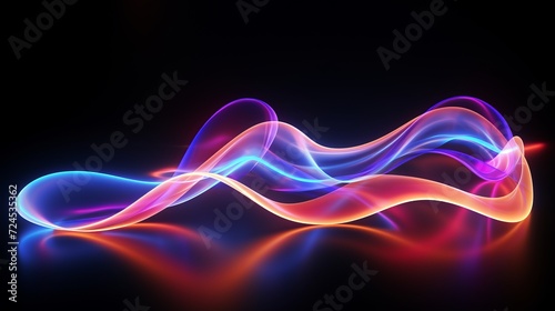 Vibrant abstract blurred multicoloured background with beautiful neon lighting waves effects, banner