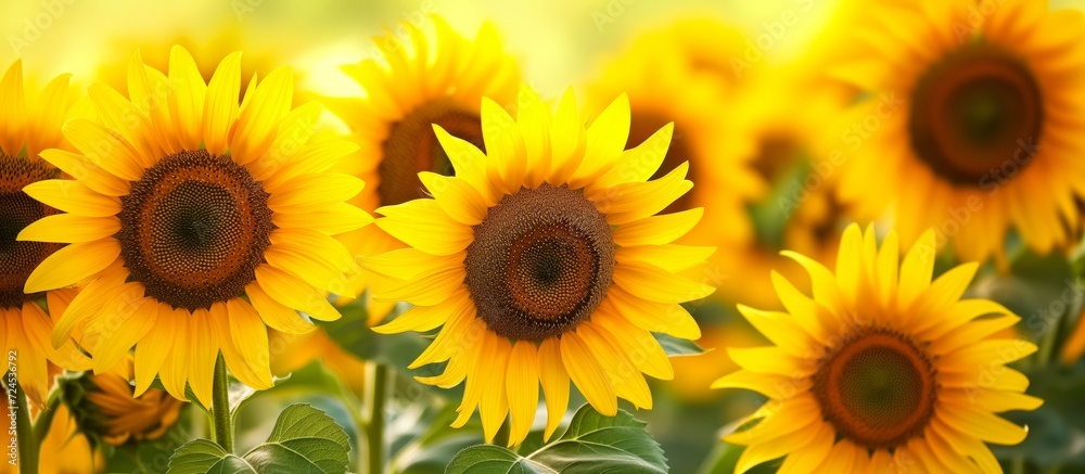 Sunflowers top view background Sunflowers top view background