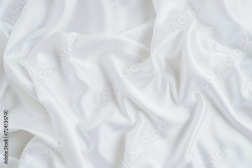 Closeup of rippled white silk fabric
