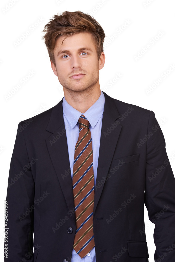 Fashion, portrait and business man in studio with confident, attitude or positive employee on white background. Corporate, clothes and face of professional male entrepreneur with trendy or style suit Fashion, portrait and business man in studio with confident, attitude or positive employee on white background. Corporate, clothes and face of professional male entrepreneur with trendy or style suit