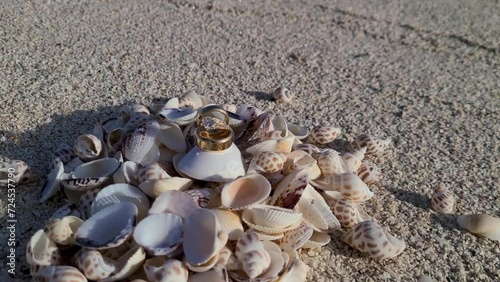 Embrace the magic of the beach,  unforgettable proposal idyllic setting, sea background photo