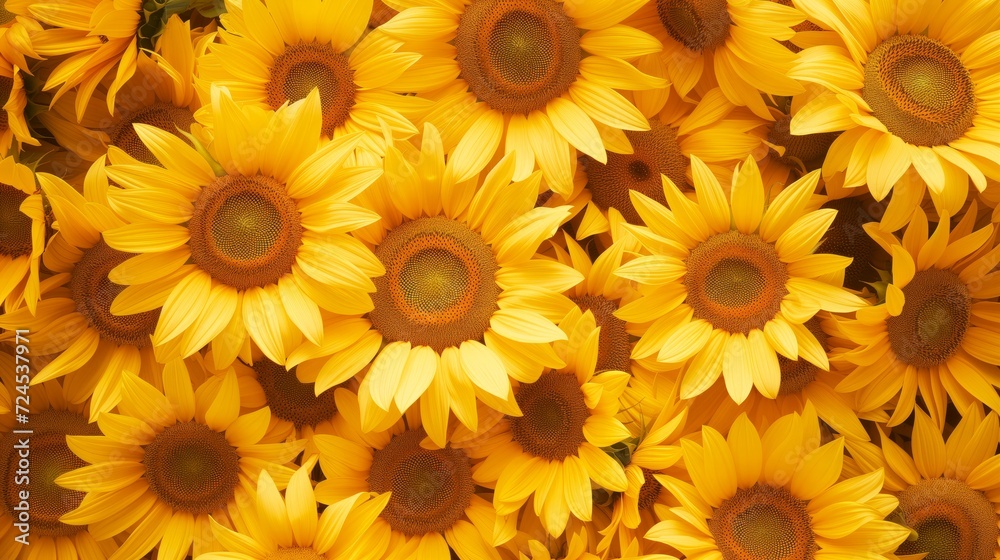 Sunflowers top view background Sunflowers top view background