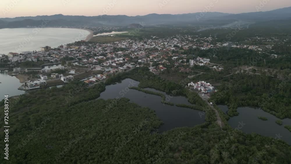 Barra de Navidad Jalisco state in Mexico Pacific coast mexican beach town aerial Barra de Navidad Jalisco state in Mexico Pacific coast mexican beach town aerial