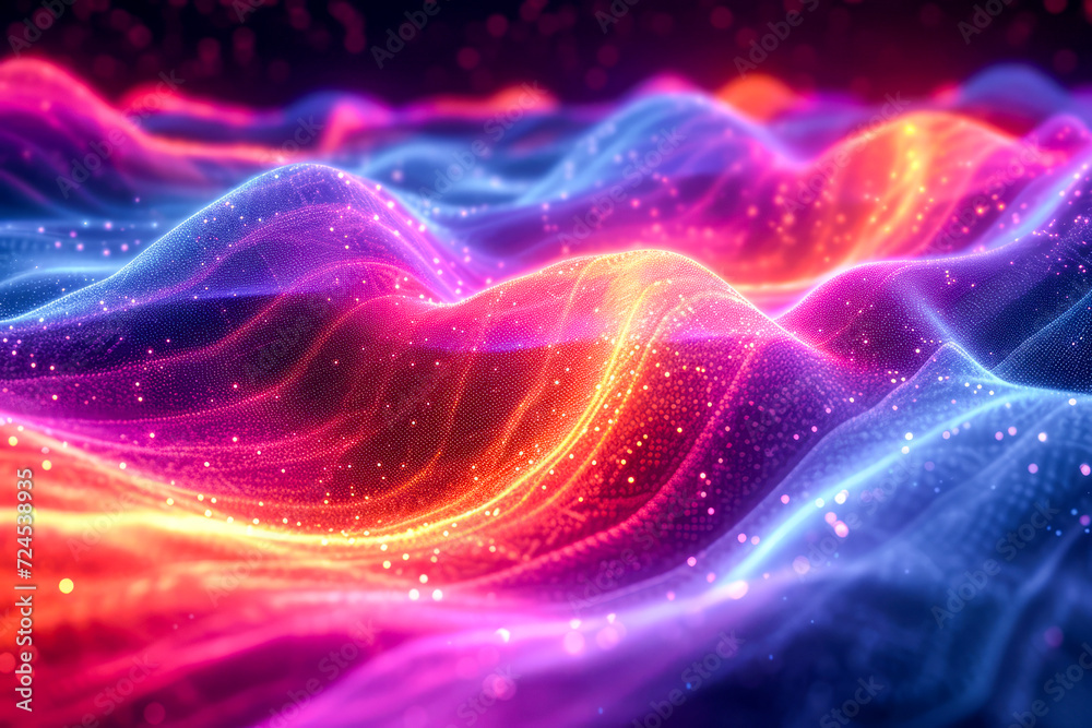 Abstract neon spectrum waves flowing background