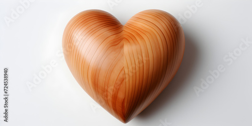 Wooden heart isolated on white background