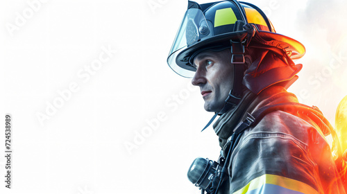 A stunning 3D rendering of a courageous firefighter, showcasing their bravery and dedication. The intricate details and realistic textures make this image perfect for any project in need of © Nijat