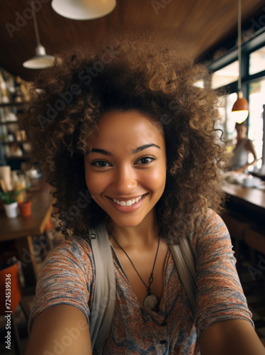 Close up portrait of a cheerful, carefree young woman smiling © Nataliia