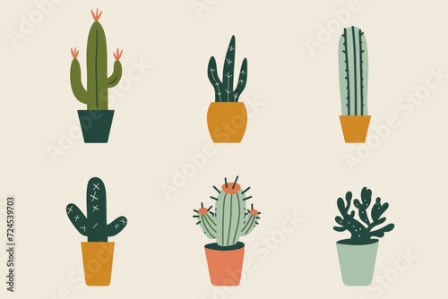 Cactus Watercolor Illustration.Succulent and Cacti Prints Elements © Werckmeister