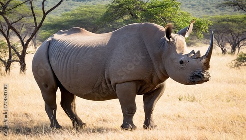 Flat Style Vector Illustration  Black Rhino in Kruger National Park