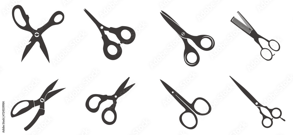 silhouette of black scissors isolated on white background. silhouette of black scissors isolated on white background.