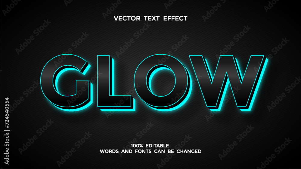 blue neon glow editable text effect
