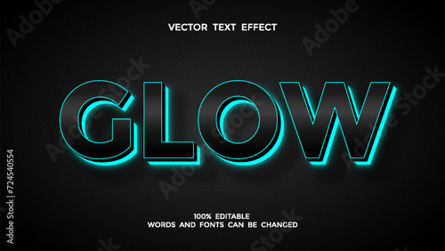 blue neon glow editable text effect