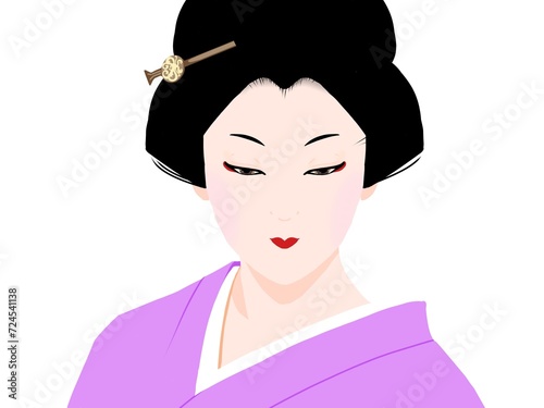 かんざしをさした着物の女性