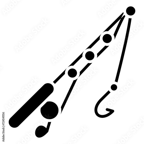 Fishing Line and Hook Icon Style