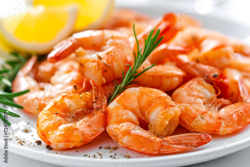 Close-up Tasty Prepared Shrimp on white background