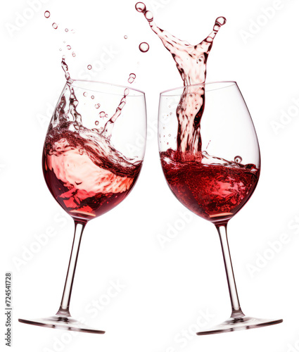 red wine cheers toasting isolated on white background