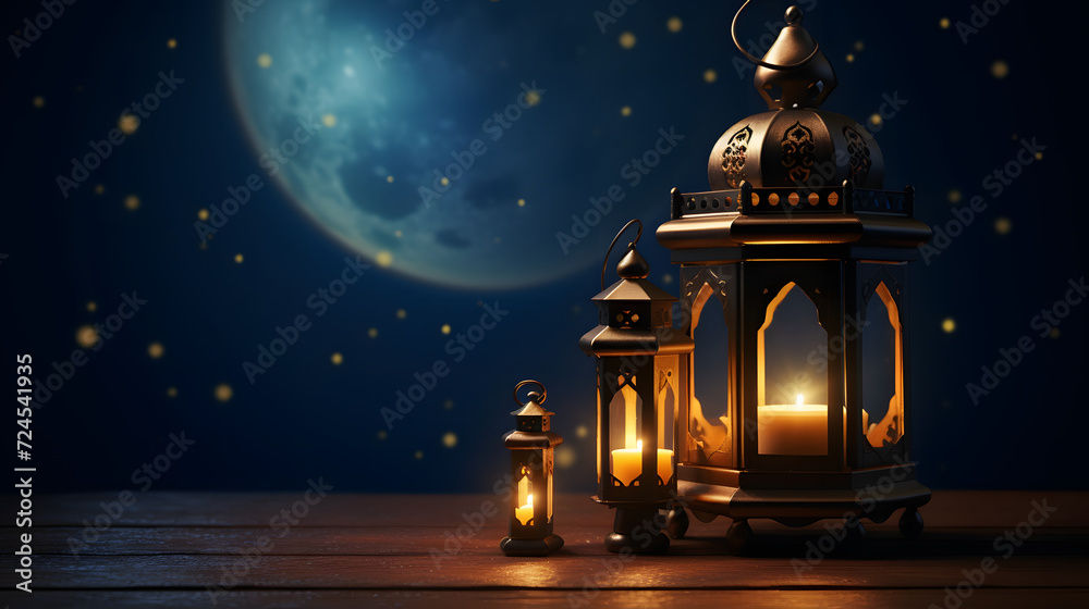 lantern with moon background