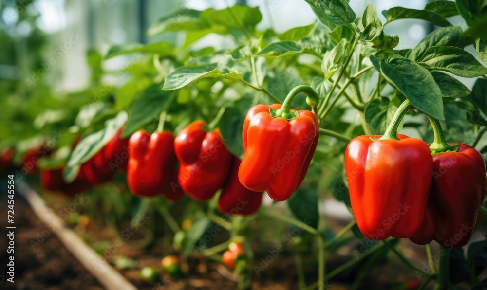 Beautiful ripe red pepper on branch in amazing sunny garden. Beautiful ripe red pepper on branch in amazing sunny garden.