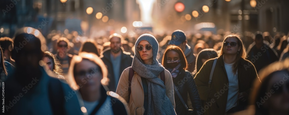 Crowd of people on street in the city