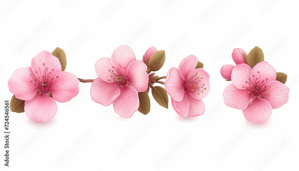 Obraz premium Spring sakura cherry blooming flowers bouquet, Design spring tree illustration
