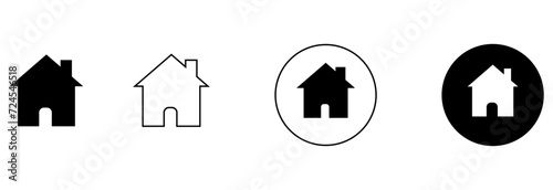 home icons set, 4 stylish designs, black and white styles