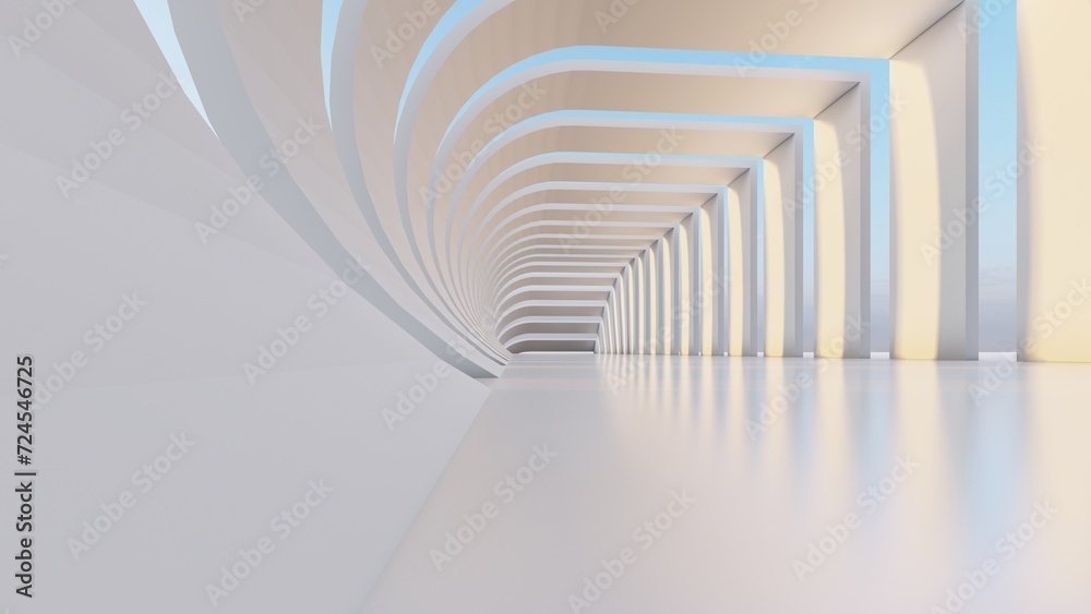 Naklejka premium Abstract architecture background arched interior 3d render