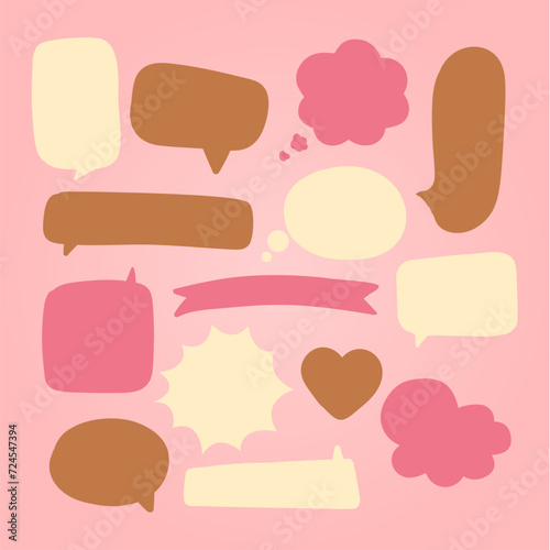 Pink speech bubbles vector collection