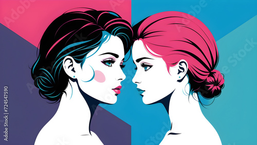 human mental health gender and mental health pressure vector illustration