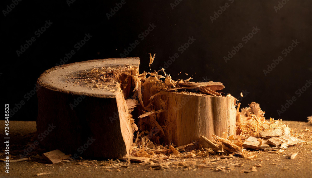 Broken oak wood hard texture close up at studio making with dark background Broken oak wood hard texture close up at studio making with dark background