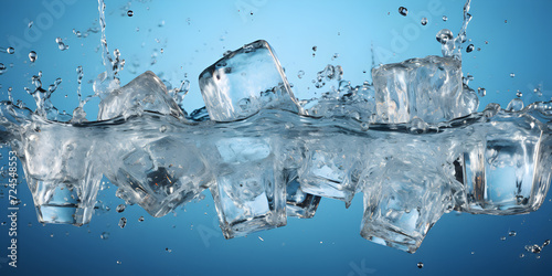 Ice cubes on water photo