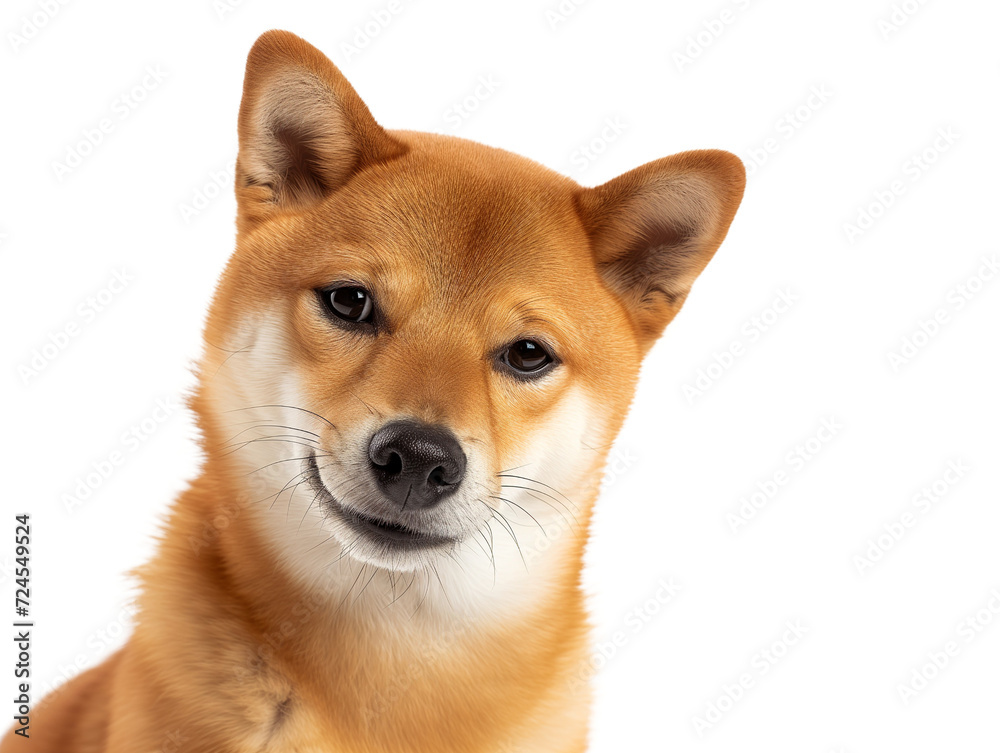 portrait of a shiba inu dog isolated on transparent background.