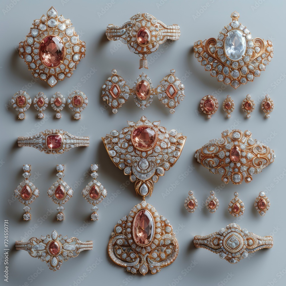 Beautiful Expensive Jewelry On Gray Background Beautiful Expensive Jewelry On Gray Background